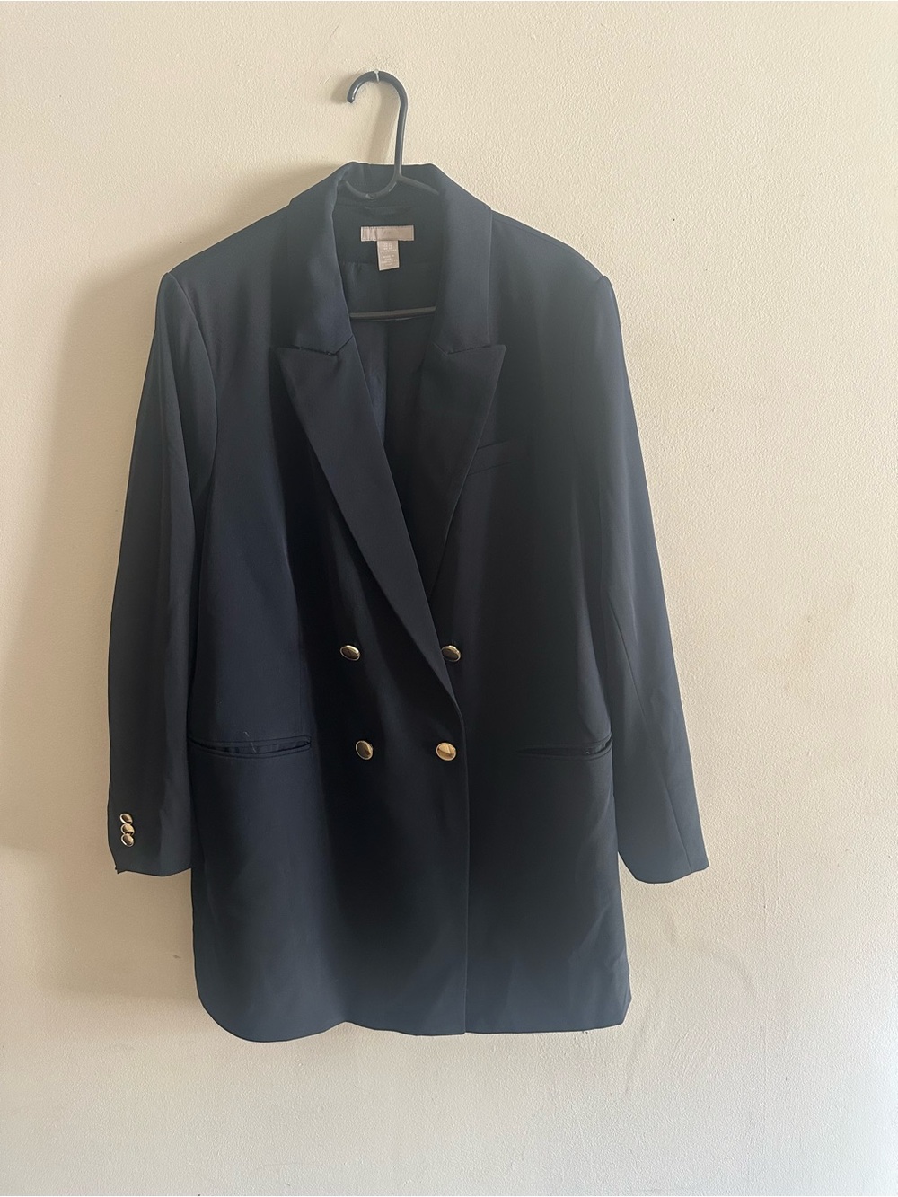 ✨H&M Navy Double-Breasted Blazer with Gold Buttons Size XL